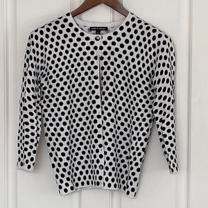 Cable and Gauge White Polka Dot Cotton Cardigan